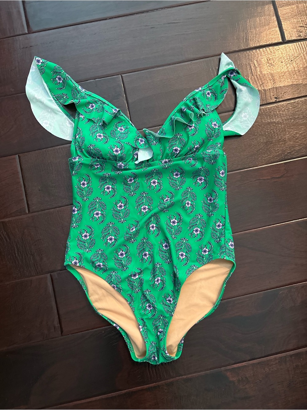 J. Crew Floral Ruffle-Shoulder One-Piece Swimsuit Bathing Suit - Size Small
